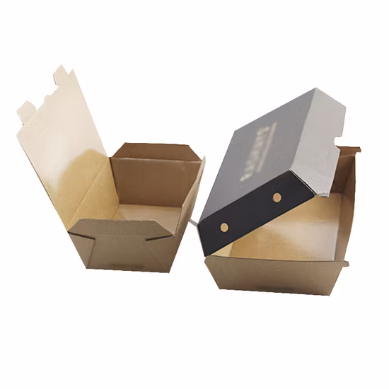 Caixa de papel ondulado para embalagem de alimentos descartáveis ​​para cachorro-quente e hambúrguer
