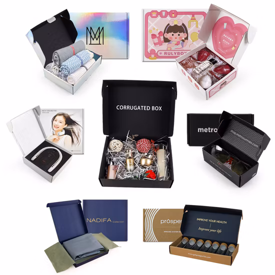 Logotipo personalizado impresso embalagem artesanal papelão ondulado dobrável envio mailer caixas de presente de papel